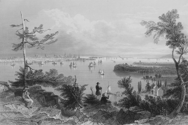 Utsikt över New York, från Weehawken (gravyr) av William Henry Bartlett