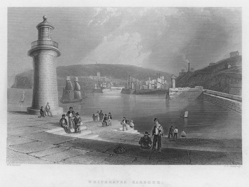 Whitehaven Harbor (gravyr) av William Henry Bartlett