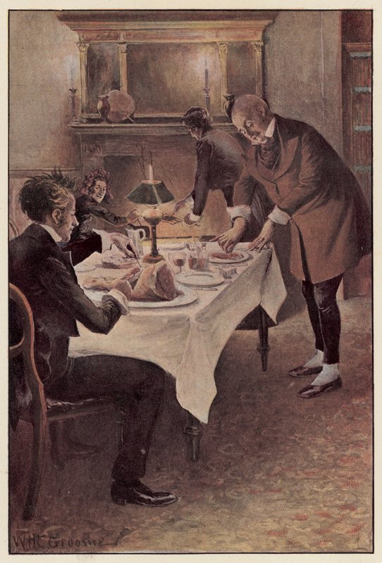 Traddles skär fårköttet i skivor av William Henry Charles Groome