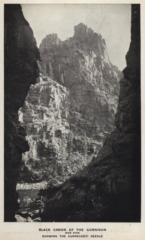 Canyons of Colorado: Black Canon of the Gunnison, sidovy, visar Currecanti Needle (s/v foto) av William Henry Jackson