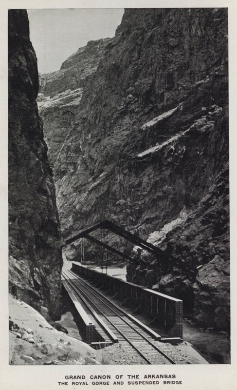 Canyons of Colorado: Grand Canon of the Arkansas, The Royal Gorge och Suspended Bridge (s/v foto) av William Henry Jackson