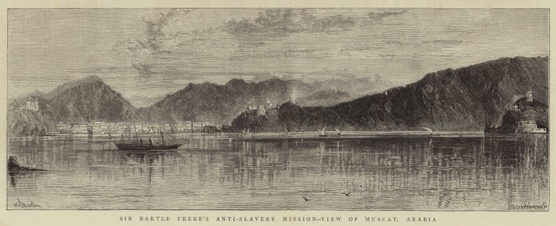 Sir Bartle Freres antislaveriuppdrag, utsikt över Muscat, Arabien av William Henry James Boot