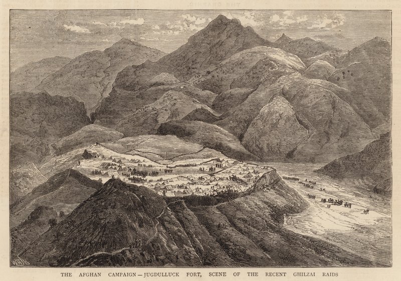 Den afghanska kampanjen, Jugdulluck Fort, platsen för de senaste Ghilzai-raiderna av William Henry James Boot