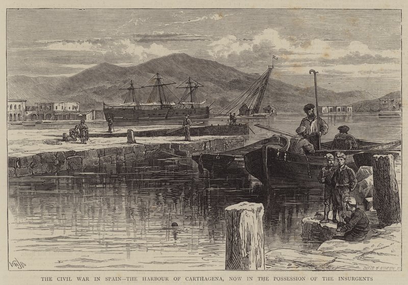 Inbördeskriget i Spanien, hamnen i Carthagena, nu i upprorsmakarnas besittning av William Henry James Boot