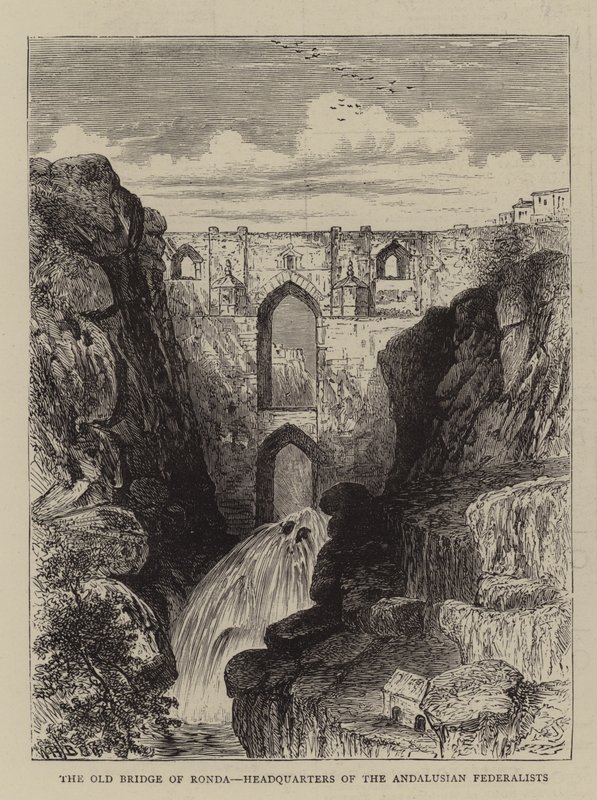 Den gamla bron i Ronda, de andalusiska federalisternas högkvarter av William Henry James Boot
