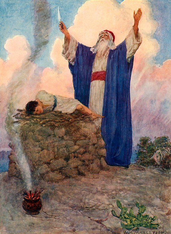 Aperaamo ma Isaako i luga o le Mauga o Moriaswed av William Henry Margetson