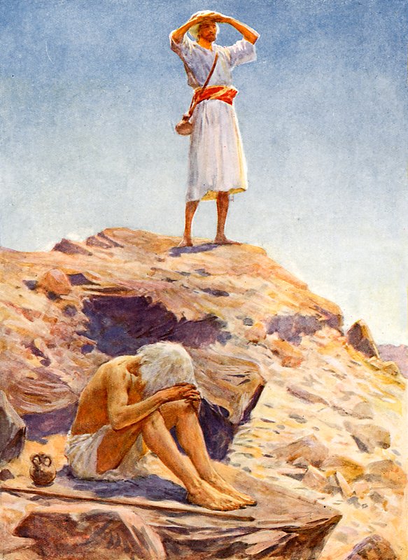 Elia och hans tjänare ser efter regn på berget Karmel av William Henry Margetson