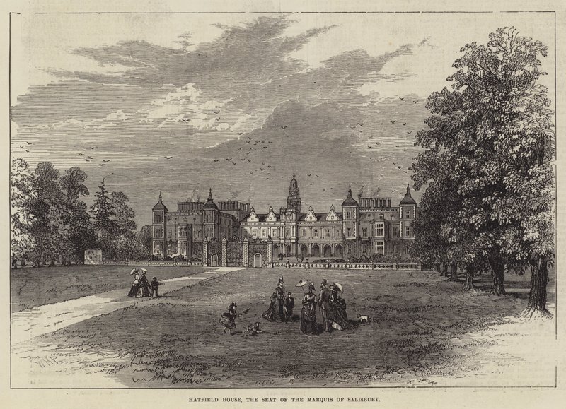 Hatfield House, säte för markisen av Salisbury av William Henry Pike