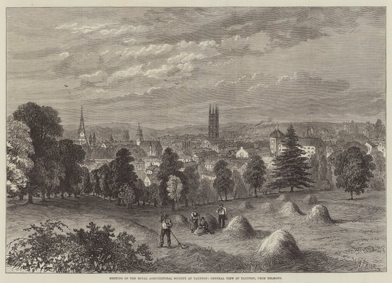 Möte för Royal Agricultural Society i Taunton, General View of Taunton, från Belmont av William Henry Pike