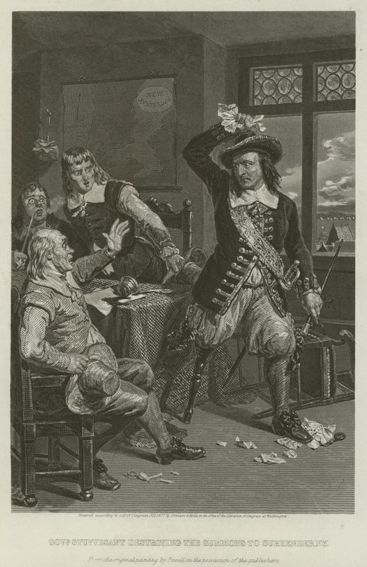 Guvernör Stuyvesant förstör kallelsen att överlämna New York, 1664 av William Henry Powell