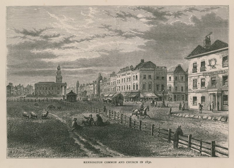 Kennington Common and Church 1830 av William Henry Prior