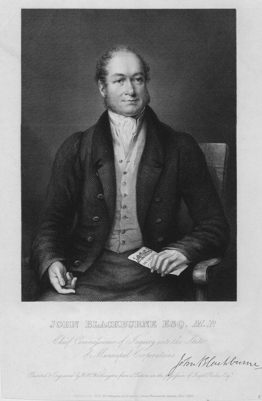 John Blackburne, engelsk politiker, parlamentsledamot för Huddersfield och chefskommissionär för utredningen av kommunala företags tillstånd av William Henry Worthington