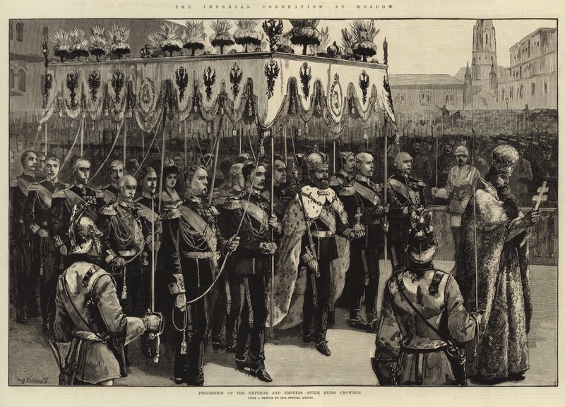 Processon av kejsaren och kejsarinnan (gravyr) av William Heysham (after) Overend
