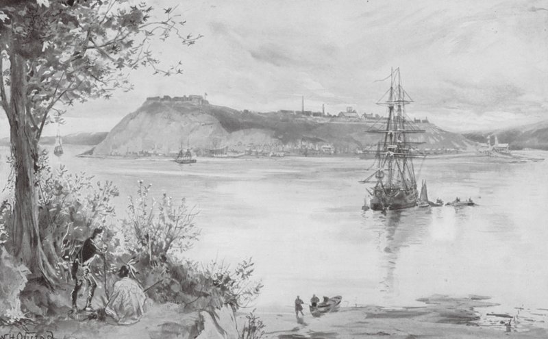 Vy över staden och fästningen i Quebec, AD 1759 (litografi) av William Heysham (after) Overend