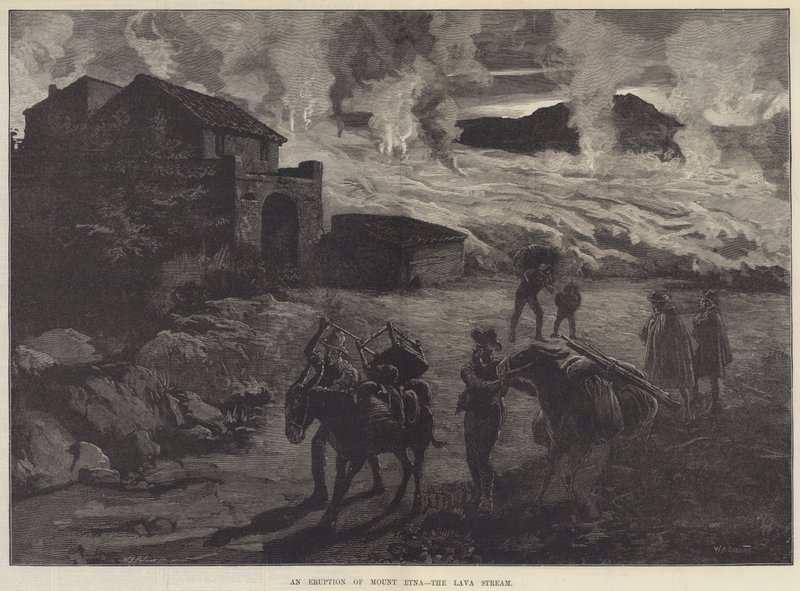 Ett utbrott av vulkanen Etna, lavaströmmen av William Heysham Overend