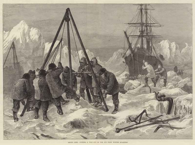 Arctic Life, skär en väg ut ur isen från Winter Quarters av William Heysham Overend