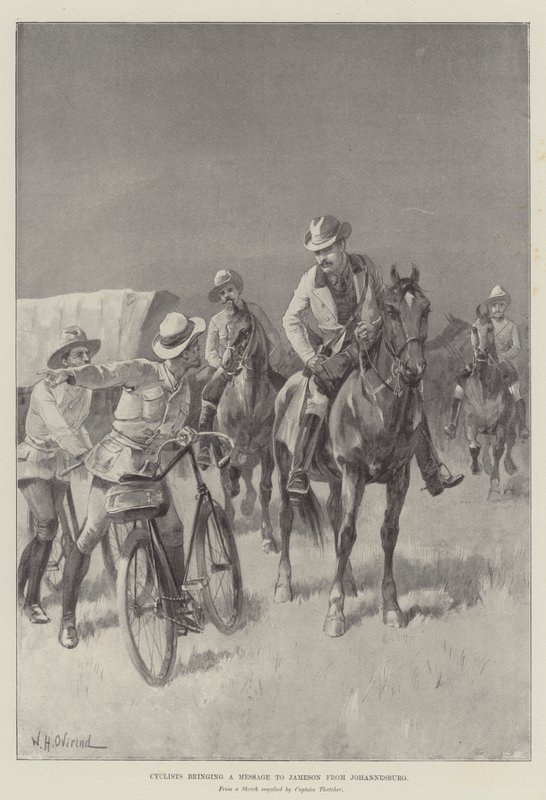 Cyklister som ger ett budskap till Jameson från Johannesburg av William Heysham Overend