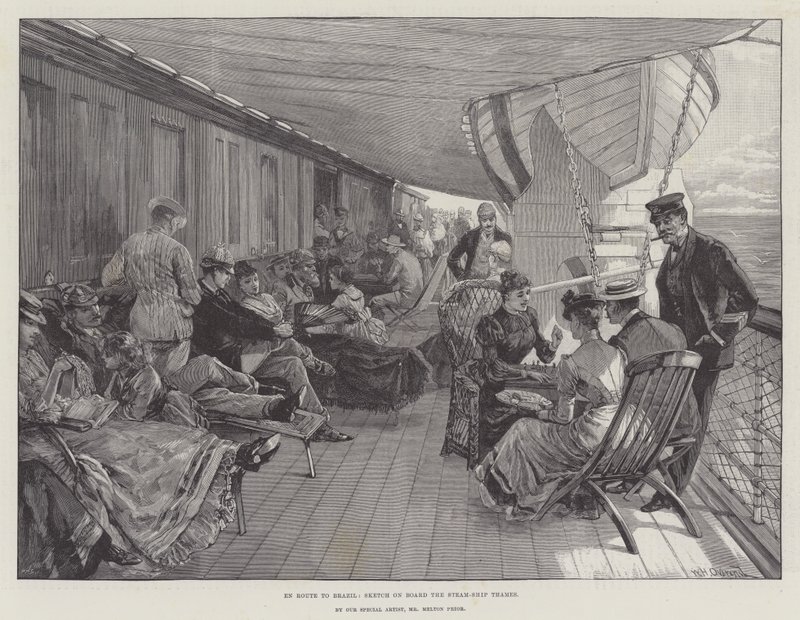 På väg till Brasilien, skissa ombord på Steam-Ship Thames av William Heysham Overend