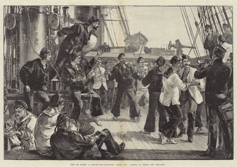 Life on Board a Man-of-War, Saturday Afternoon, Hands to dance och Skylark av William Heysham Overend