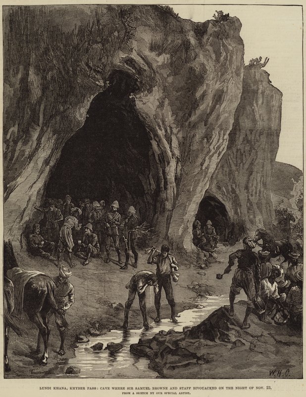 Lundi Khana, Khyber Pass, grottan där Sir Samuel Browne och Staff bivackade natten den 23 november av William Heysham Overend