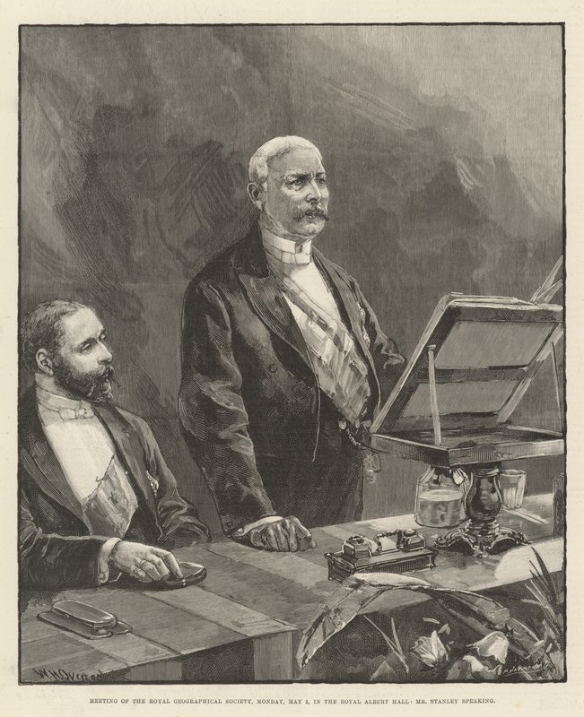 Royal Geographical Societys möte måndagen den 5 maj i Royal Albert Hall med Stanley som talare. av William Heysham Overend