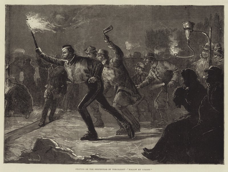 Skating on the Serpentine by Torchlight, Follow My Leader av William Heysham Overend