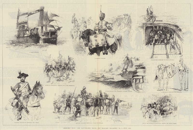 Skisser från The Illustrated Naval and Military Magazine, nr 1, juli 1884 av William Heysham Overend