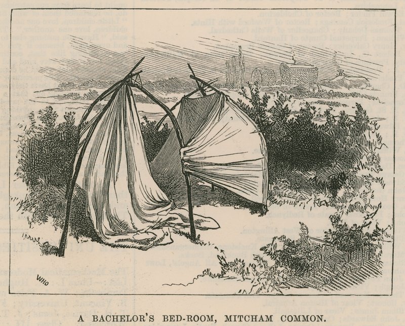 Skisser av Gipsy Life; Ett ungkarls sovrum, Mitcham Common av William Heysham Overend