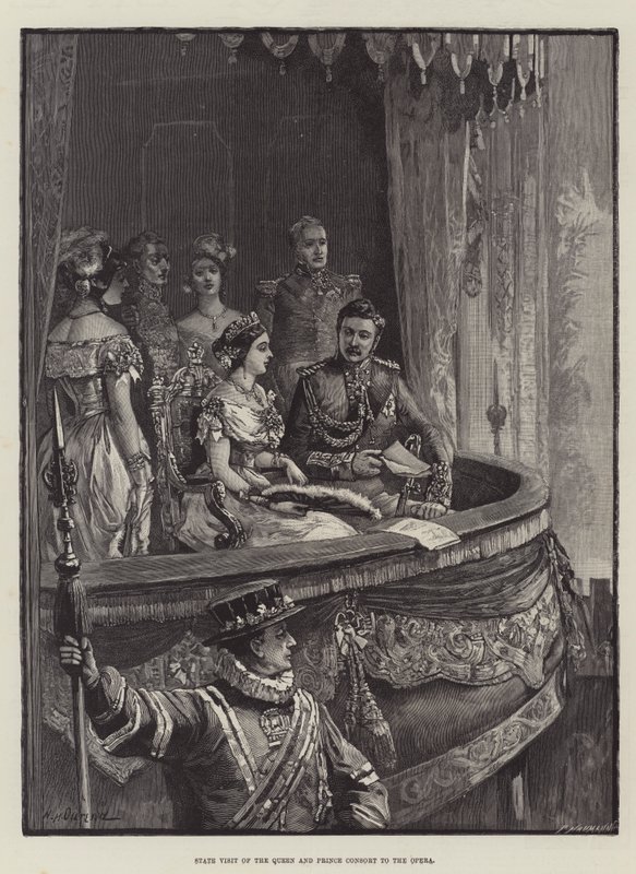 Statsbesök av drottningen och prinsgemalen på operan av William Heysham Overend