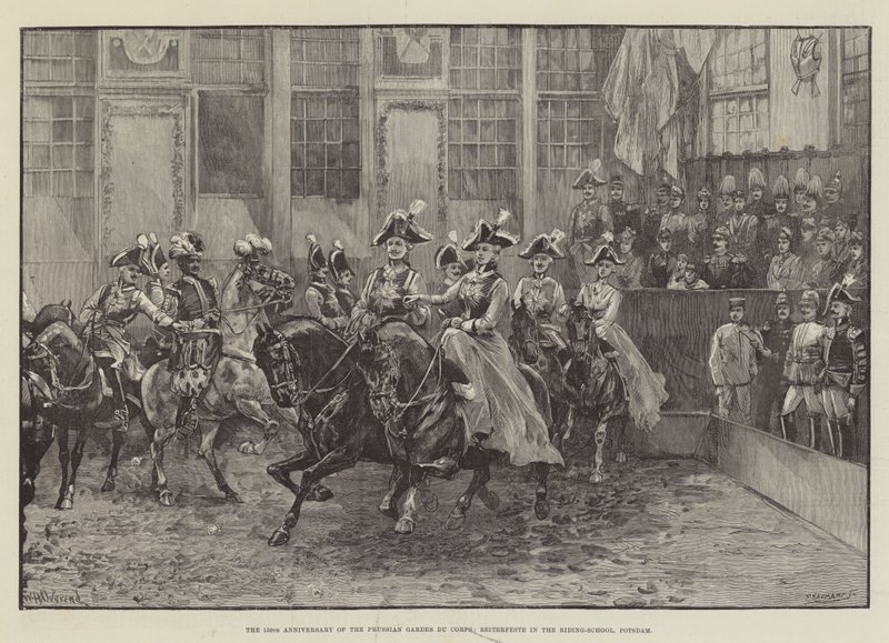 150-årsdagen av den preussiska Gardes du Corps, Reiterfeste i ridskolan, Potsdam av William Heysham Overend