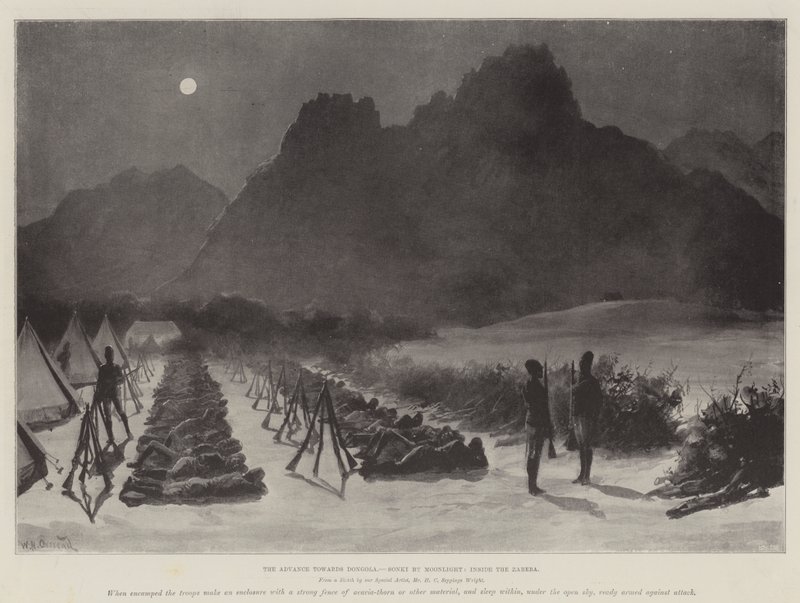 Framryckningen mot Dongola, Sonki by Moonlight, inne i Zareba av William Heysham Overend
