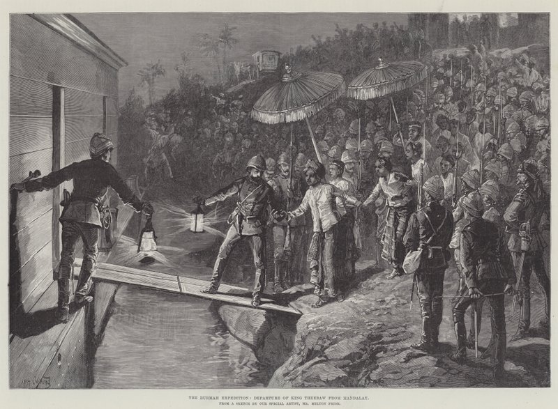 Burmaexpeditionen, kung Theebaws avresa från Mandalay av William Heysham Overend