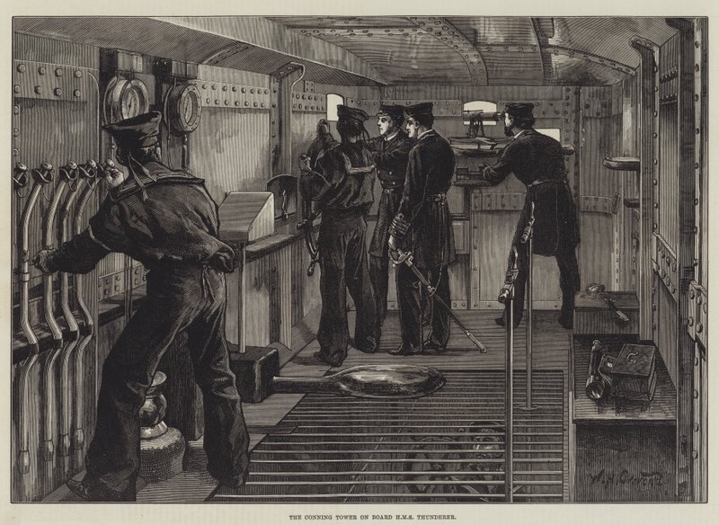 Skjutstornet ombord på HMS Thunderer av William Heysham Overend