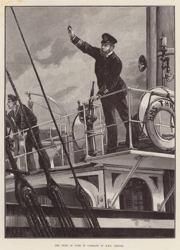 Hertigen av York i befäl över HMS Thrush av William Heysham Overend