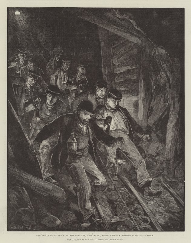 Explosionen på Park Slip Colliery, Aberkenfig, södra Wales, Exploring Party går ner av William Heysham Overend