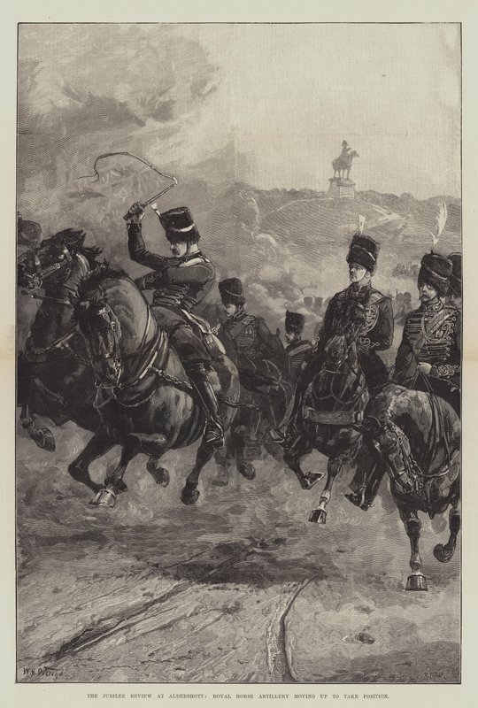 Jubileumsrevyn på Aldershott, Royal Horse Artillery flyttar upp för att ta position av William Heysham Overend
