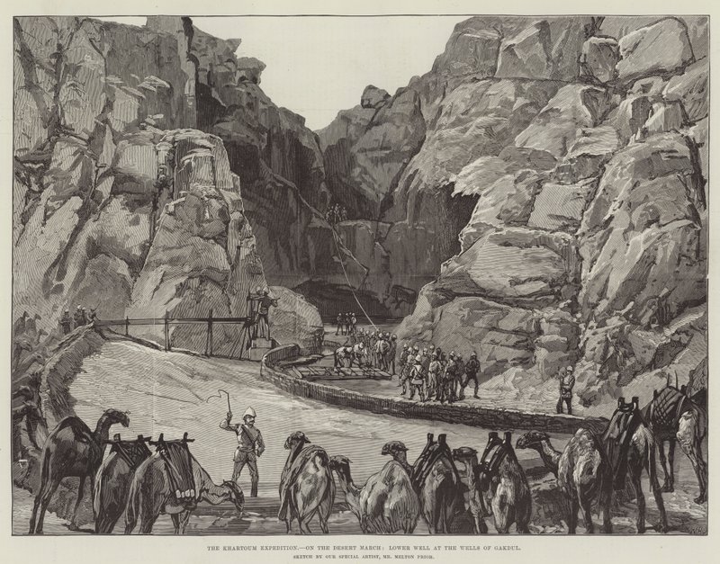 Khartoum-expeditionen, på ökenmarschen, lägre brunn vid brunnarna i Gakdul av William Heysham Overend