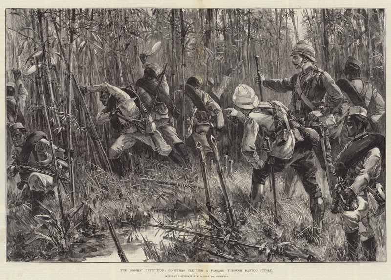 Looshai-expeditionen, Goorkhas klarar en passage genom bambudjungeln av William Heysham Overend