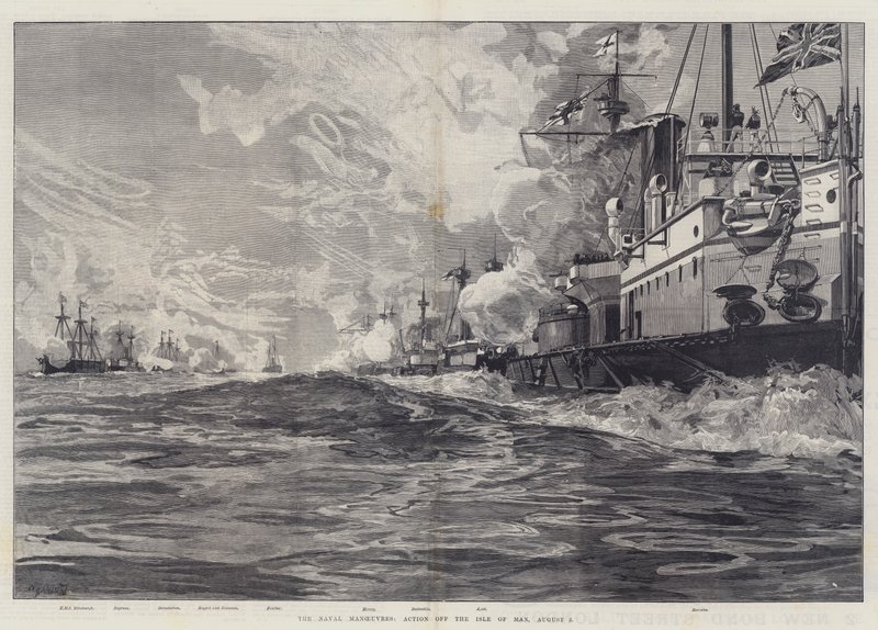 The Naval Maneuvres, Action utanför Isle of Man, 3 augusti av William Heysham Overend