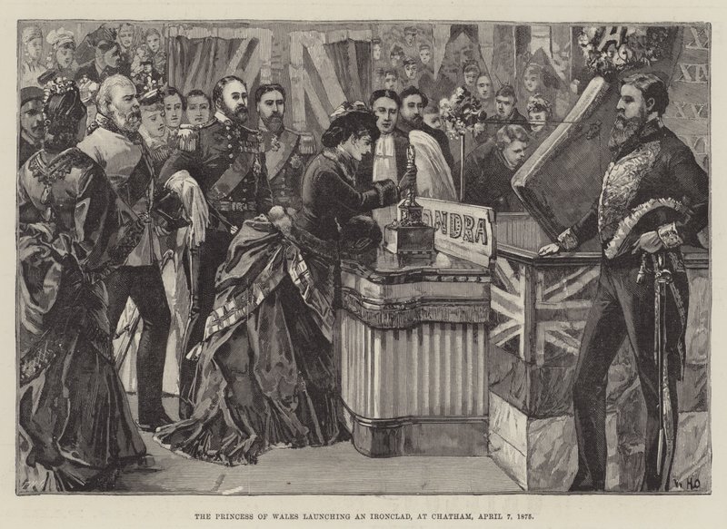 Prinsessan av Wales lanserar en Ironclad i Chatham den 7 april 1875 av William Heysham Overend