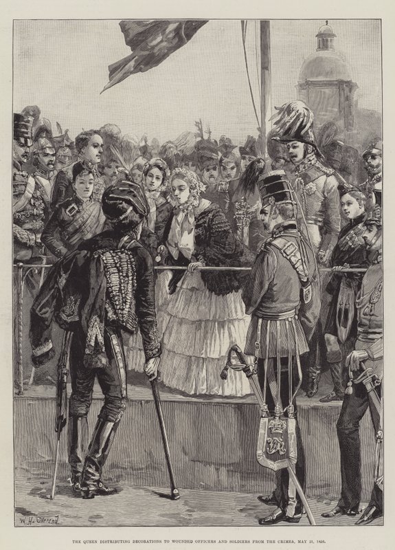 Drottningen delar ut dekorationer till sårade officerare och soldater från Krim, 21 maj 1856 av William Heysham Overend