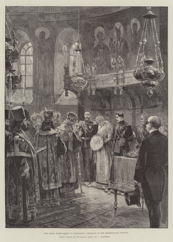 Den kungliga hemkomsten i Bukarest, ceremoni i Metropolitan Church av William Heysham Overend