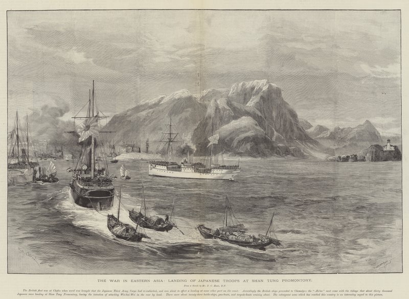 Kriget i Östasien, de japanska truppernas landstigning vid Shan Tung Promontory av William Heysham Overend