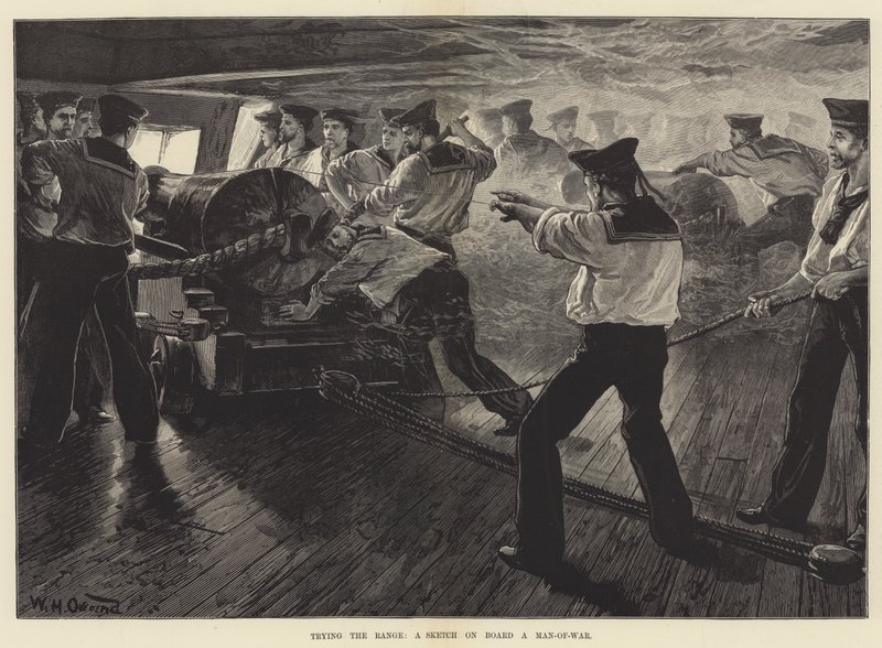 Prova Range, en Sketch ombord på en Man-of-War av William Heysham Overend