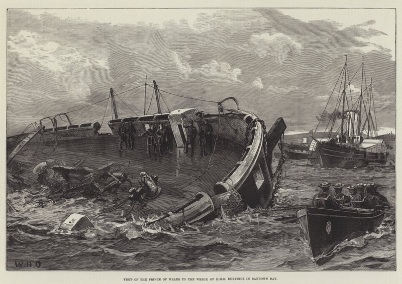 Besök av prinsen av Wales till vraket av HMS Eurydice i Sandown Bay av William Heysham Overend