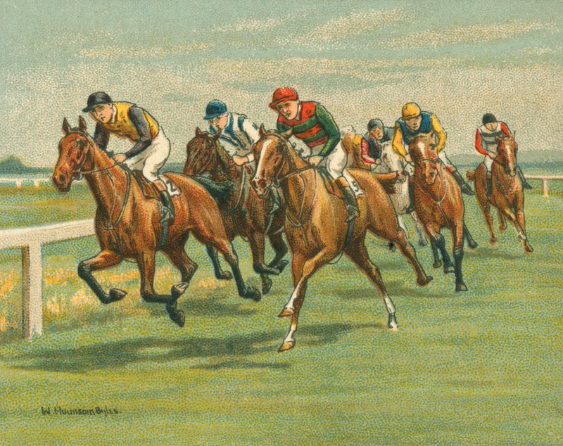 Races Historiska och Moderna, Flat Racing, Häst, Modern (chromolitho) av William Hounsom Byles