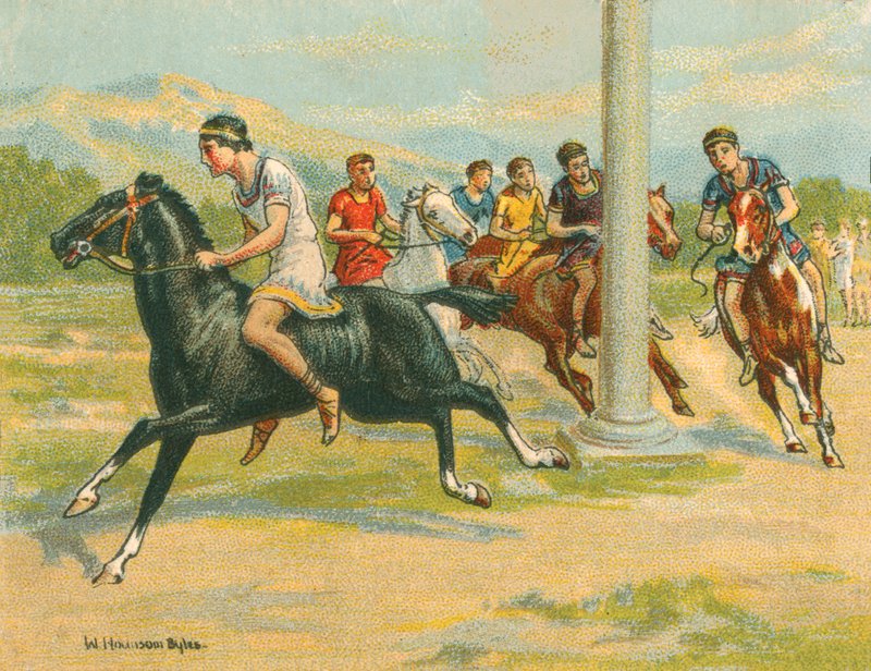 Races Historiska och moderna, grekiska hästkapplöpningar (chromolitho) av William Hounsom Byles