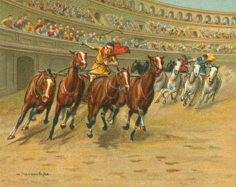 Races Historiska och Moderna, Romerska Chariot Races (chromolitho) av William Hounsom Byles