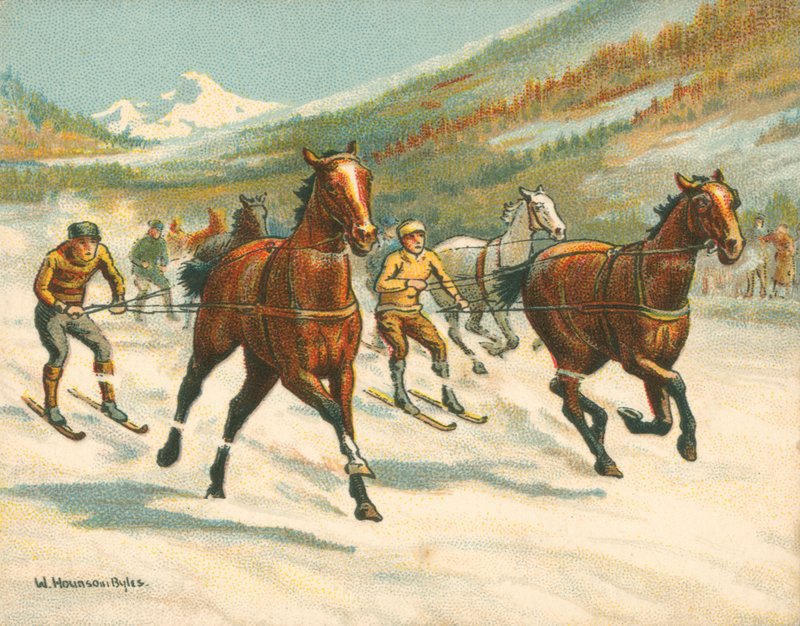 Races Historiska och Moderna, Ski-Joring (chromolitho) av William Hounsom Byles