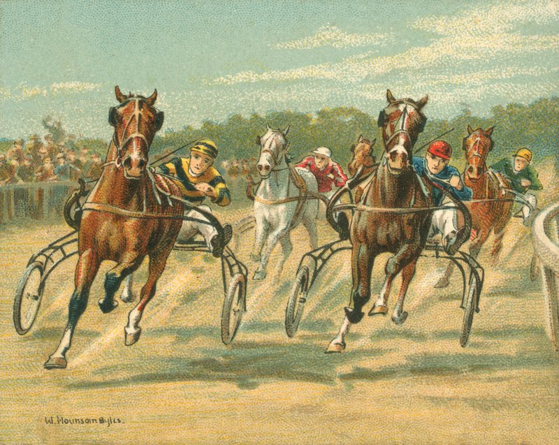 Historiska och moderna lopp, trav- och tempolopp (chromolitho) av William Hounsom Byles